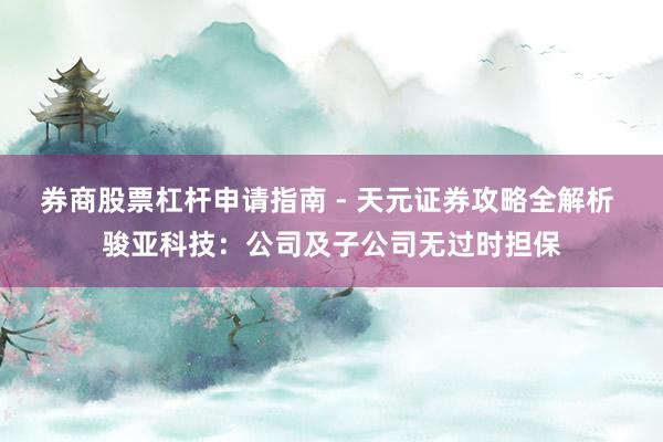 券商股票杠杆申请指南 - 天元证券攻略全解析 骏亚科技：公司及子公司无过时担保